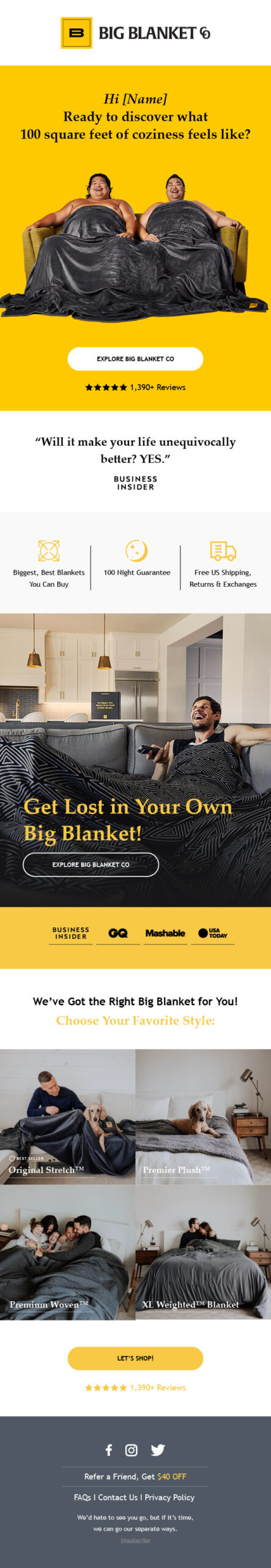 BigBlanket welcome flow